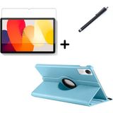 Wowacs Xiaomi Redmi Pad Se 11 Inç Uyumlu 360° Dönebilen Standlı Tablet Kılıfı Ekran Koruyucu ve Kalem Seti - Mavi