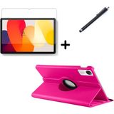 Wowacs Xiaomi Redmi Pad Se 11 Inç Uyumlu 360° Dönebilen Standlı Tablet Kılıfı Ekran Koruyucu ve Kalem Seti - Pembe