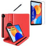 Wowacs Xiaomi Redmi Pad Se 8.7 Inç Uyumlu 360° Dönebilen Standlı Tablet Kılıfı Ekran Koruyucu ve Kalem Seti - Redmi Pad SE 8.7" - Kırmızı