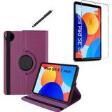 Wowacs Xiaomi Redmi Pad Se 8.7 Inç Uyumlu 360° Dönebilen Standlı Tablet Kılıfı Ekran Koruyucu ve Kalem Seti - Redmi Pad SE 8.7" - Mor