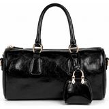 Wowo Store Monaco Rugan Boston El & Omuz Çantası - Ölçüler: En 30 cm x Boy 17 cm - Siyah