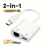 Wowssyo Type-C RJ45 Ethernet Adaptörü ve Şarj Portu ile 2'si 1 Arada RJ45 Lan Ethernet Adaptörü Tip-C Arayüz Cihazları Pc/tablet/mobil Telefon