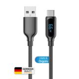 Woyax By Deji 66w Dijital Göstergeli Örgülü Usb To Type C Süper Hızlı Şarj Kablosu Siyah 120 Cm