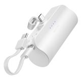 Woyax Type-C Soketli Mini Powerbank 5000mAh 2 Type-C Port Dahili Kablolu Taşınabilir Şarj Cihazı Beyaz ()