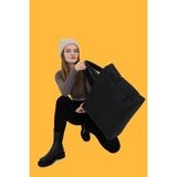Woys Bags lula Siyah Kabartmalı Puf Kumaş Shopper Çanta Napoli Siyah