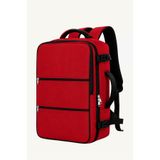 woys Travel Backpack Çok Bölmeli Kabin Boy Kırmızı Seyahat Sırt Çantası | Uçak İçi Uyumlu | Su Geçirmez - Laptop Bölmeli
