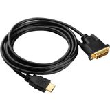 Wozlo 1.8m HDMI To DVI 24+1 DVI To HDMI Kablo Altın Uçlu - Siyah - 1,8 m