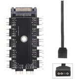 Wozlo 11 Port 5V 3 Pin Argb Rgb LED Fan Çoklayıcı Splitter Hub 50 cm Kablo - Sata Güç - Siyah