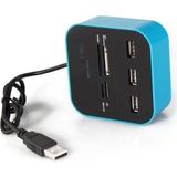 Wozlo 3 Port USB 2.0 Hub Çoklayıcı + USB Kart Okuyucu - Mavi