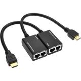 Wozlo 30 mt HDMI Extender - CAT5E/6 RJ45 Kablosu ile HDMI Uzatıcı Tekrarlayıcı Verici + Alıcı 1080P - Siyah