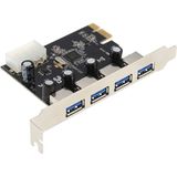 Wozlo 4 Port USB 3.0 Pci Express Pci-E Çoklayıcı Çoğaltıcı Kart - Siyah