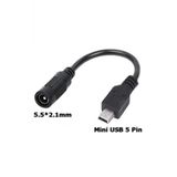 Wozlo 5.5*2.1Mm To Mini Usb 5 Pin Soket Çevirici Power Adaptör Kablosu