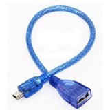 Wozlo 5 Pin Mini USB Erkek - USB Dişi Kablo 20CM - Mavi - 20 cm