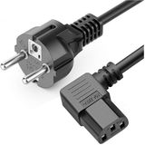 Wozlo C13 Power Güç Kablosu - 90 Derece L Tip Sol Açılı - Standart Power Kablosu - 1.8 mt - Siyah - 1,8 m