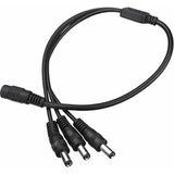 Wozlo Dc 12V 3 Port Power Jak Jack Çoklayıcı Kablo ( 3 Erkek/1 Dişi Uç ) - 40CM - Siyah - 40 cm
