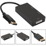 Wozlo Displayport To HDMI DVI VGA Çevirici Kompakt Tasarımlı Yüksek Performanslı Adaptör - Siyah