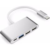 Wozlo Type C To 2xusb 2.0 + USB 3.0 + Usb-C Çevirici Dönüştürücü Kablo - Metal Gövde - Gri