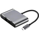 Wozlo USB 3.1 Type C To 4K HDMI USB 3.0 Port Gigabit Ethernet - Type C Şarj Çevirici Kablo - Gri