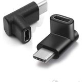 Wozlo USB 3.1 Type-C Uzatma 90 Derece Dirsek Dişi Erkek Çevirici Dönüştürücü - Siyah