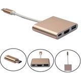 Wozlo USB Type-C To HDMI USB 3.0 Çevirici Dönüştürücü - Gold