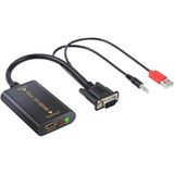 Wozlo VGA To HDMI Çevirici Dönüştürücü Kablo Görüntü ve Ses Çevirici - Full Hd 1080P - Siyah
