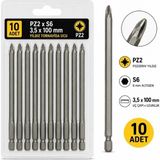 WPEC 10 Adet Pz2 x S6 3,5 x 100 mm Yıldız Tornavida Ucu Pozidriv Vidalama Ucu Uzun Tip