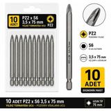 WPEC 10 Adet Pz2 x S6 3,5 x 75 mm Yıldız Tornavida Ucu Pozidriv Vidalama Ucu Uzun Tip
