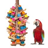 WQY GroceryShop Büyük Kuşlar için Papağan Oyuncakları, Çok Renkli Ahşap Bloklar Kuş Çiğneme Oyuncakları Papağan Kafesi Isırık Oyuncak veya Macaws Cokatoos Afrika Gri ve Büyük Orta Papağan Kuşları