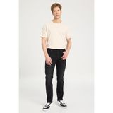 Wrangler Arizona Straight Fit Normal Bel Denim Esnek Jean Kot Pantolon Erkek Desenli Dar Paça - Siyah