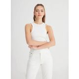 Wrangler Bisiklet Yaka Beyaz Kadın Bluz W241281100-Kolsuz Bluz