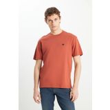 Wrangler Bisiklet Yaka Kiremit Erkek T-Shirt MW7NM203877222 Relaxed Fit Small