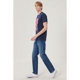 WRANGLER Erkek Arizona Koyu Mavi Straight Fit Normal Bel Düz Paça Esnek Jean Pantolon - 42 / 32 - Medium Mavi