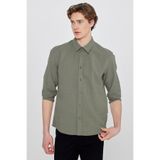 WRANGLER Erkek%100 Pamuk Regular Fit Normal Kesim Cepli Gömlek, Haki