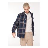 WRANGLER Loose Fit Rahat Kesim Lacivert Ekoseli Shacket Ceket