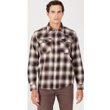 Wrangler Loose Fit Rahat Kesim Pamuklu Bej Bordo Ekoseli Erkek Gömlek - W556B3