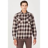 Wrangler Pamuk Ekoseli Loose Fit Gömlek Erkek Gömlek W556B3H68 - Kahve - Bej