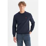 WRANGLER Pamuklu Regular Fit Bisiklet Yaka Logo Detaylı Lacivert Erkek Sweatshirt W2520255410