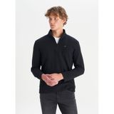 WRANGLER Pamuklu Regular Fit Dik Yaka Fermuarlı Selanik Örgü Sweatshirt, XL, W2520532, Black-W2520532001, erkek