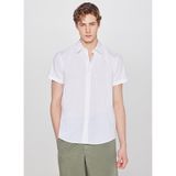 WRANGLER Pamuklu Regular Fit Normal Kesim Kısa Kollu Gömlek, S, W5931566, Off White-W5931566102, Erkek