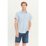 Wrangler Regular Fit Keten Karışımlı Erkek Gömlek W5J7LO404 - Mavi - 3XL