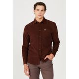 WRANGLER Regular Fit Normal Kesim %100 Pamuk Kadife Bordo Uzun Kollu Gömlek