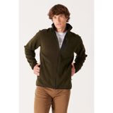 WRANGLER Regular Fit Normal Kesim Dik Yaka Erkek Haki Polar Sweatshirt Ceket