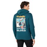 Wrangler Regular Fit Normal Kesim Kapüşonlu Içi Polarlı Sırt Baskılı Yeşil Sweatshirt W654I4, Deep Teal Green, M M
