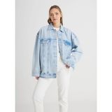 Wrangler Relaxed Açık Bej Kadın Ceket W241107851-OVERSIZE Jean Ceket - M
