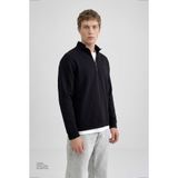 WRANGLER Siyah Erkek Dik Yaka Regular Fit Sweatshirt TW2520532001 Siyah Sweatshirt