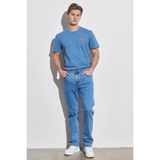 Wrangler Texas Straight Fit Normal Bel Esnek Jean Kot Pantolon Erkek Günlük Tarz Pamuklu Kumaş - Mavi - 34 / 32