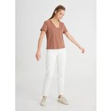 Wrangler V Yaka Açık Kahve Kadın T-Shirt W241664219-V Yaka T-shirt
