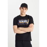 Wrangler W753EE001 Erkek Siyah Sarı Baskılı Bisiklet Yaka T-Shirt