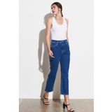WRANGLER Wild West Fit Yüksek Bel Düz Paça Kadın Mavi Pamuklu Esnek Jean Denim Kot Pantolon