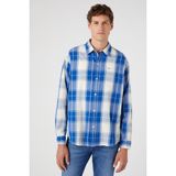 Wrangler Wrangler Regular Fit Normal Kesim Pamuk Kareli Uzun Kollu Gömlek - Deniz Mavi